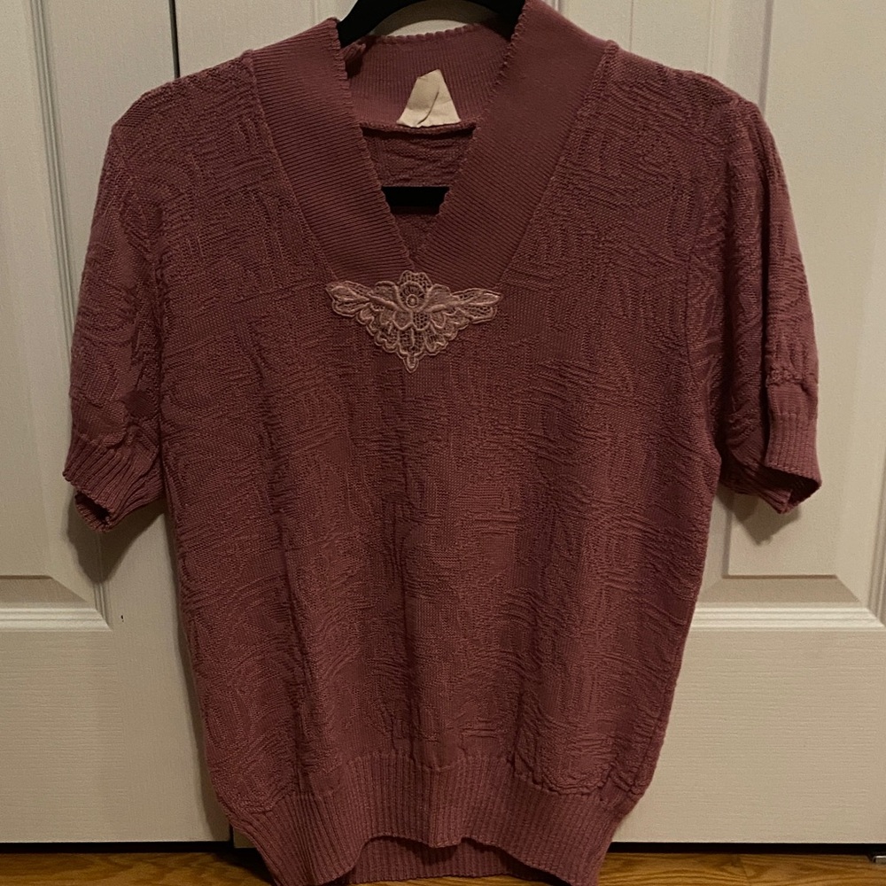 Vintage V-Neck grandma Sweater in Pink